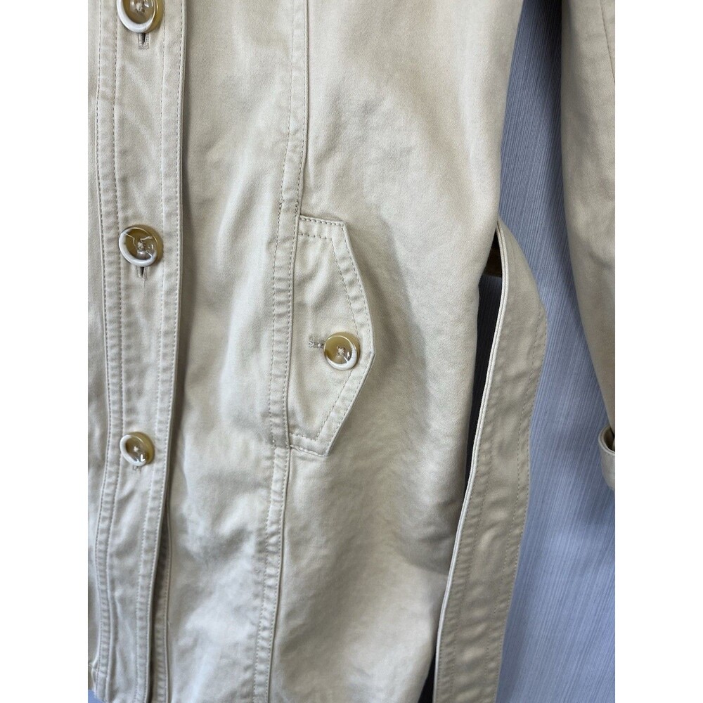Quiet Luxury Preppy Belted Trench Coat Khaki Cotton Banana Republic‎ Factory M - Picture 6 of 14